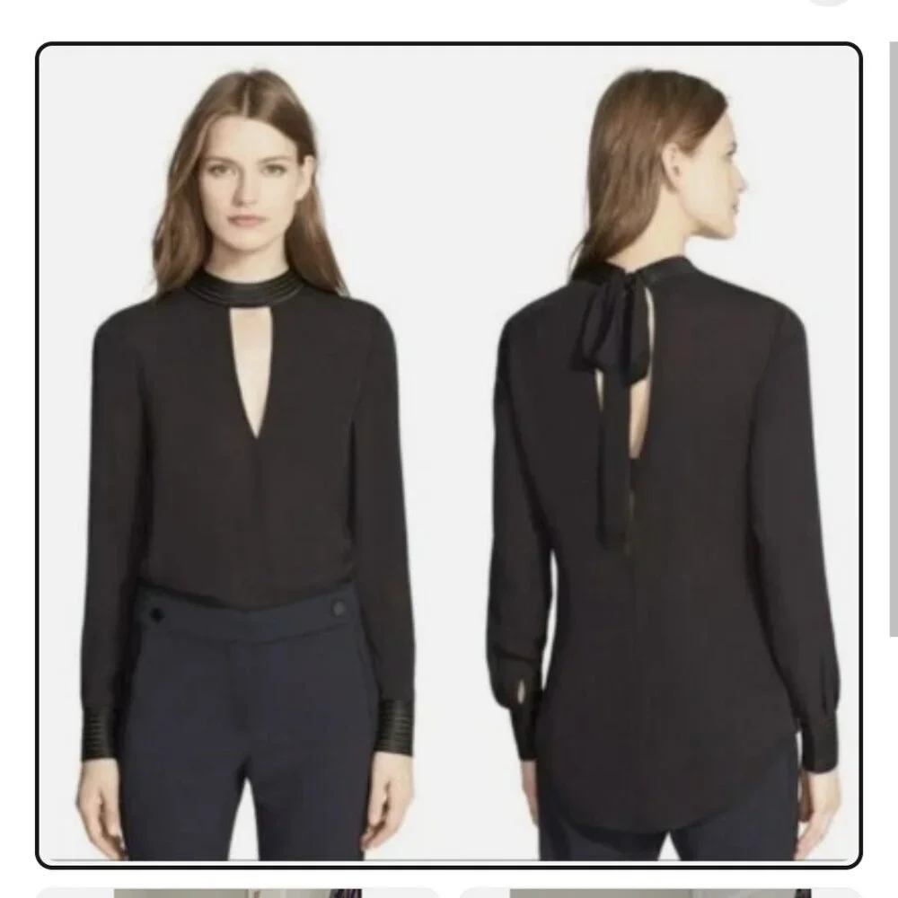 Veronica Beard Silk tie neck Bolton top - Picture 1 of 8